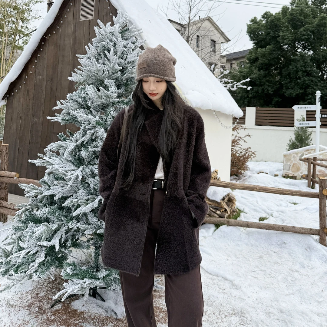 暮光之城丨拉贡LACON皮毛一体丨稀缺奢华感中长款皮草外套-MY6330