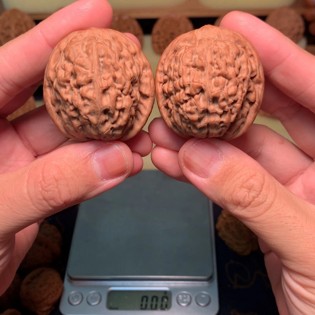 吊坠文玩核桃41边肚同尺莲花虎全品