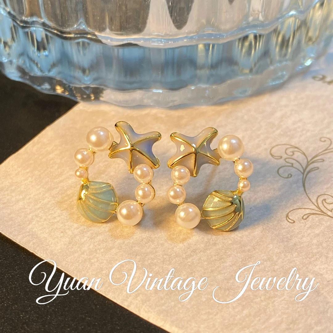 渡K金 E6637法★【沙滩贝壳】LIWEIKE  爱罗妮  福利限定 耳钉