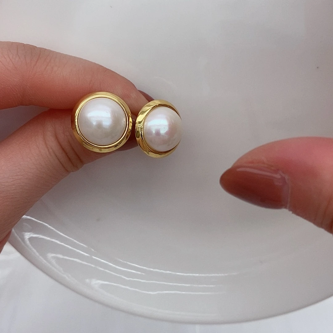 拼合珍珠（马贝珠）耳饰银S925镶嵌