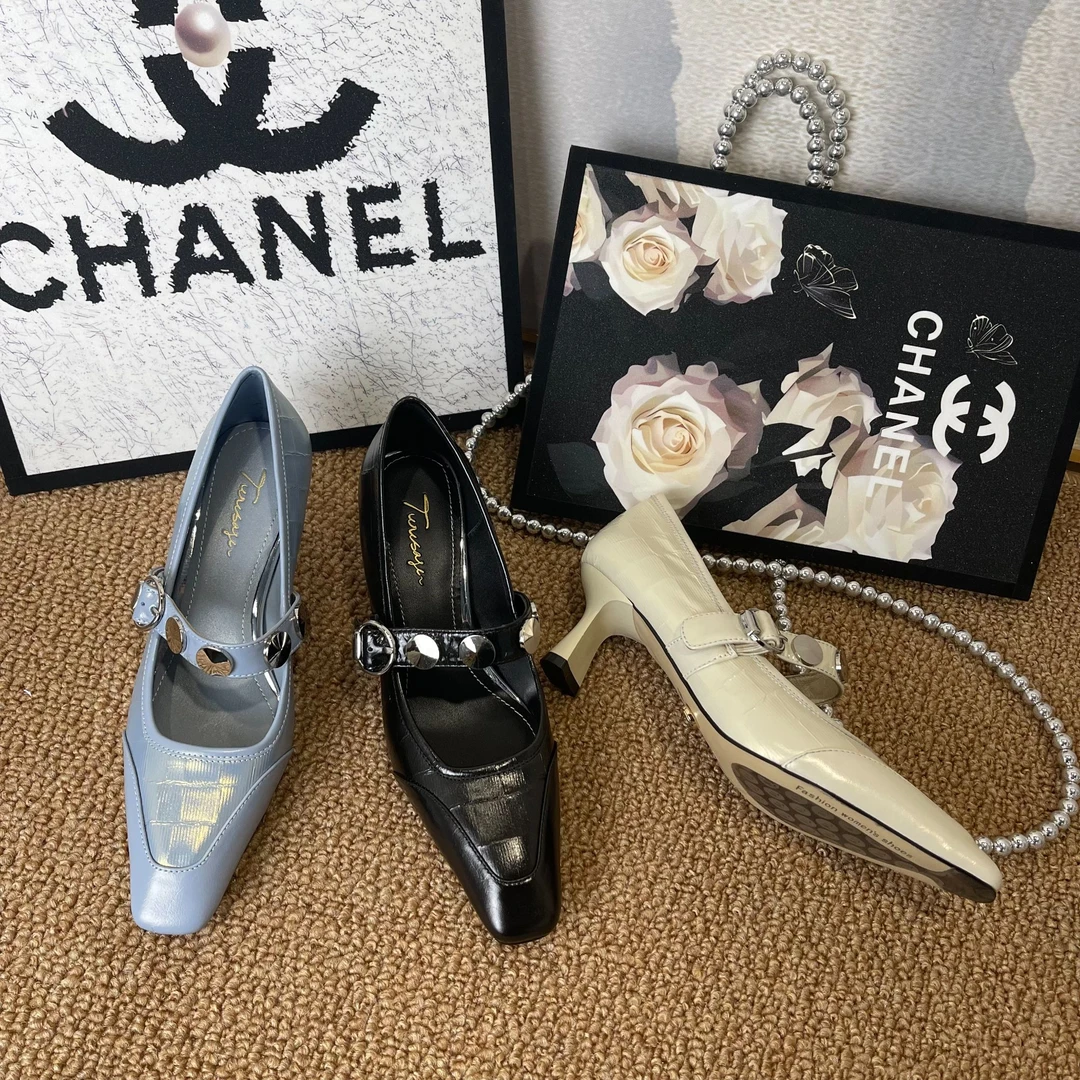 TROWSAGE/牛皮/4.5cm/小方头浅口单鞋高跟鞋粗跟百搭女鞋25D218