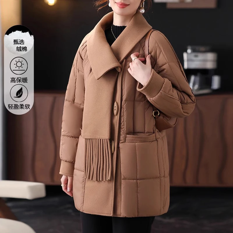 加厚妈妈羽绒棉服冬季中老年女秋冬端庄大气外套大码老人加绒棉衣