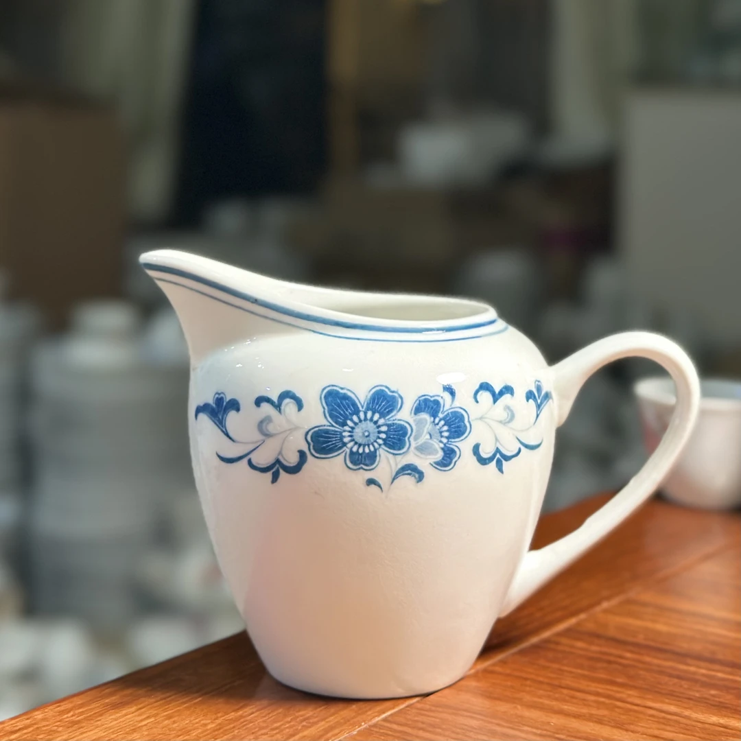 醴陵群力老瓷器釉下五彩60后大球泥兰海棠公道杯杯把有嗑福利价