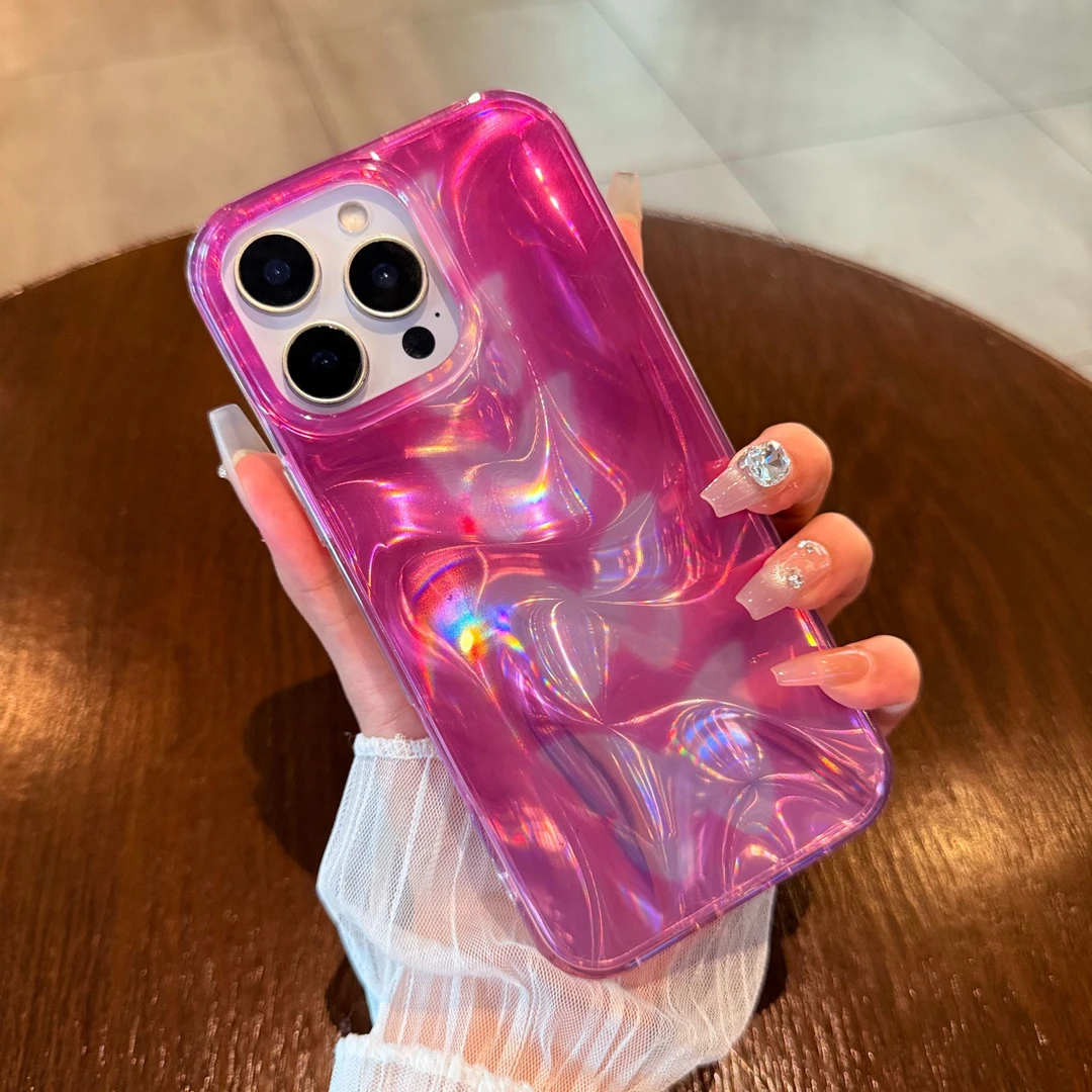渐变创意晕染iPhone16pro手机壳适用苹果15镭射夏天散热14p情侣13