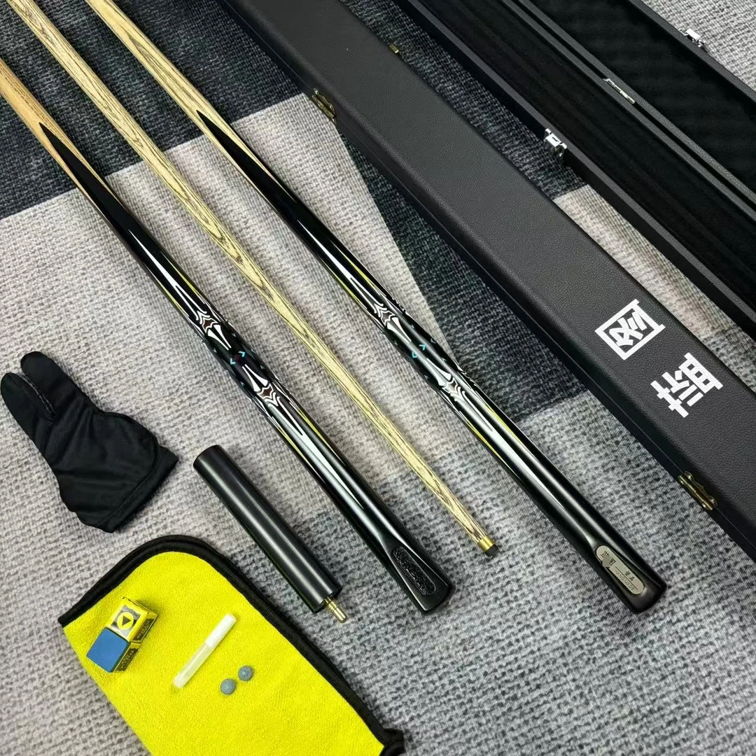 盘石小头一体通杆中式八球杆斯诺克黑八杆通杆一体台球杆花纹细腻