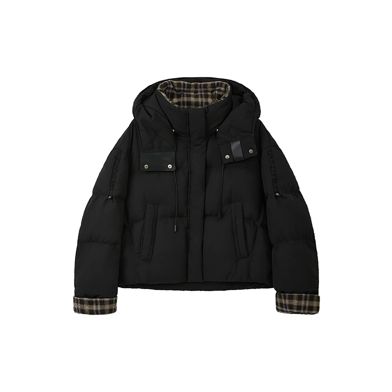 90白鸭绒短款羽绒服2025冬季新款宽松显瘦连帽外套