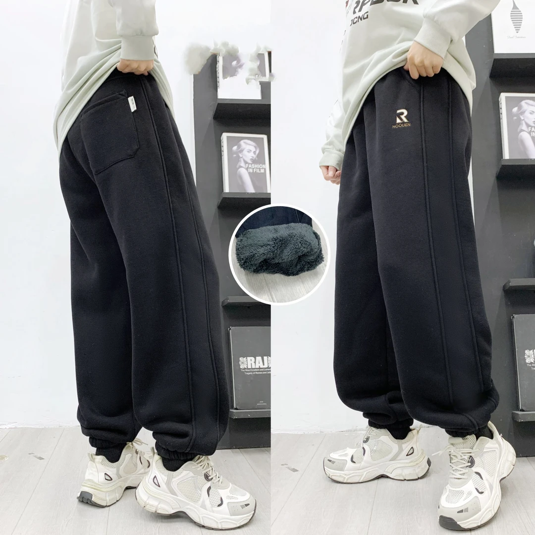 卫裤针织休闲加绒加厚羊驼绒儿童裤子冬季青少年中大童男孩宽松