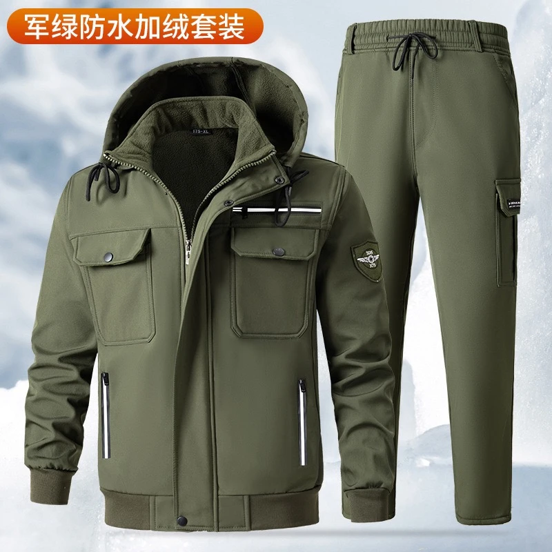 秋冬加绒薄绒防水泼透气防寒防风保暖工厂车间工作服套装