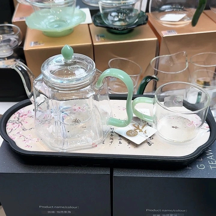 禾器浅玉色锦瑞壶加小杯