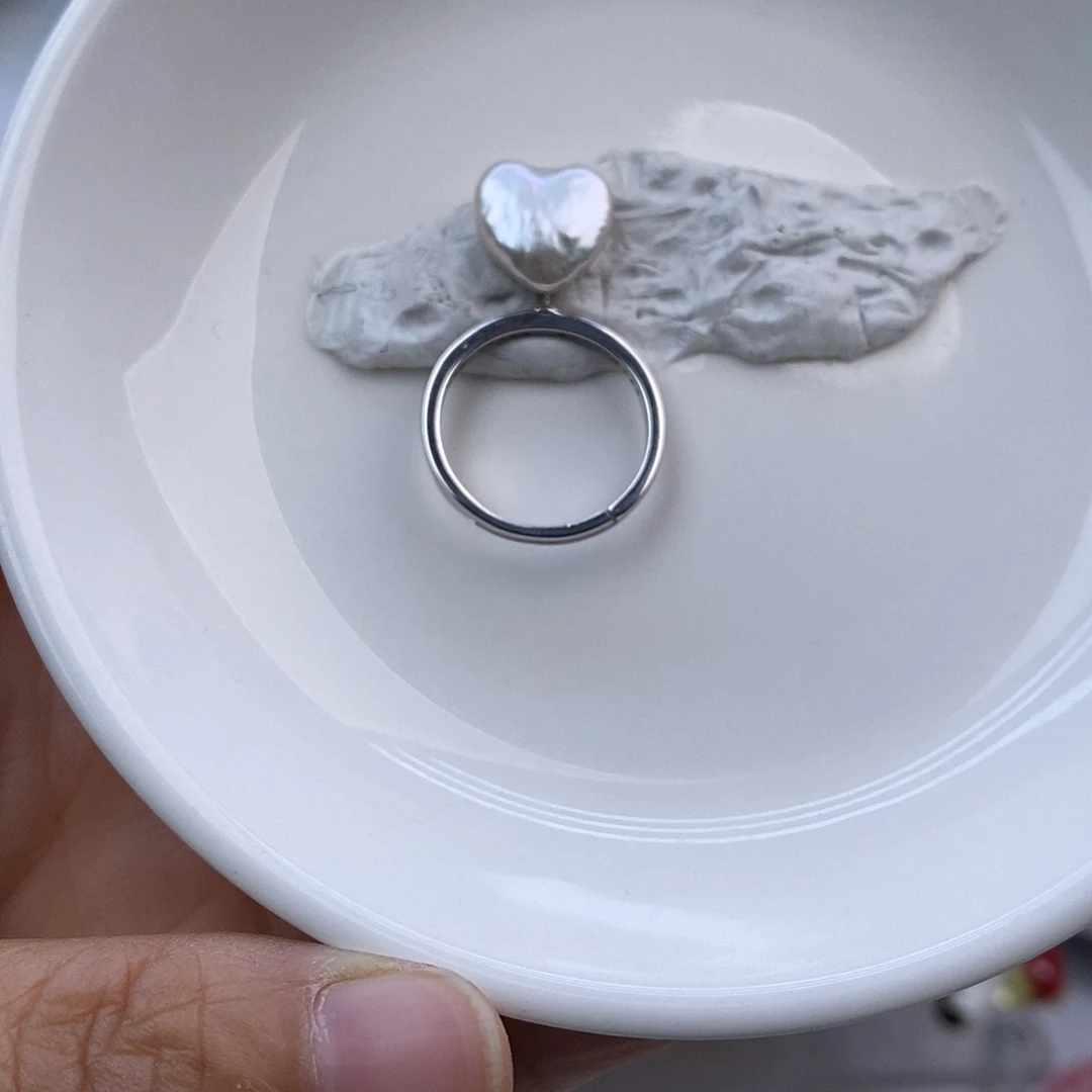 戒指银S925镶嵌淡水珍珠