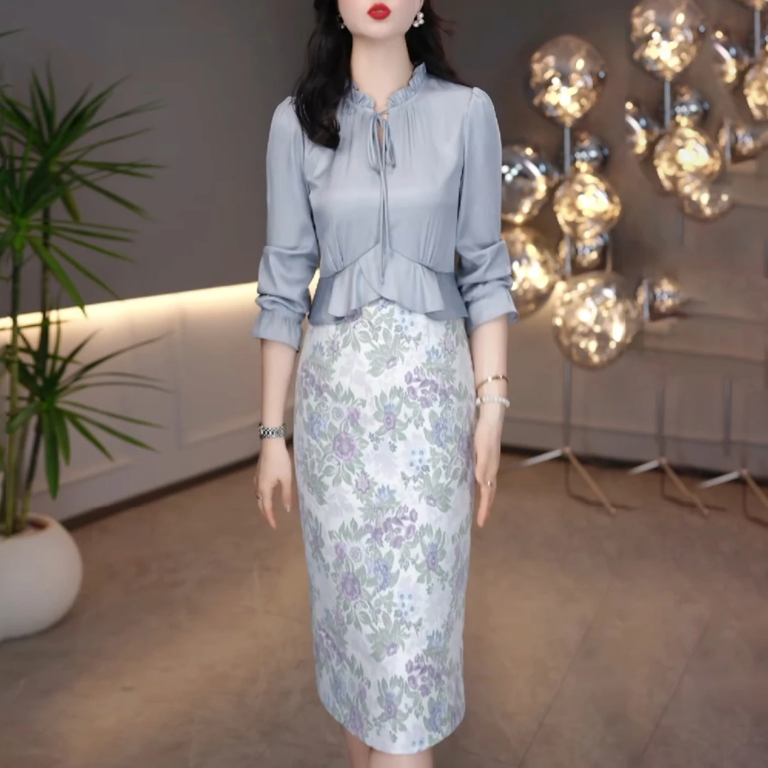 气质韩版高级感九分袖连衣裙#1222