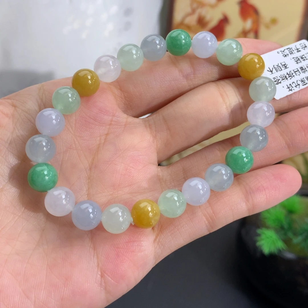 翡翠未镶嵌手串卡8冰胶多宝手串