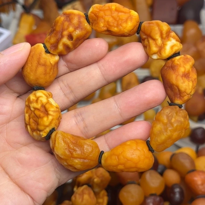 裸石琥珀未镶嵌天然蜜蜡手串