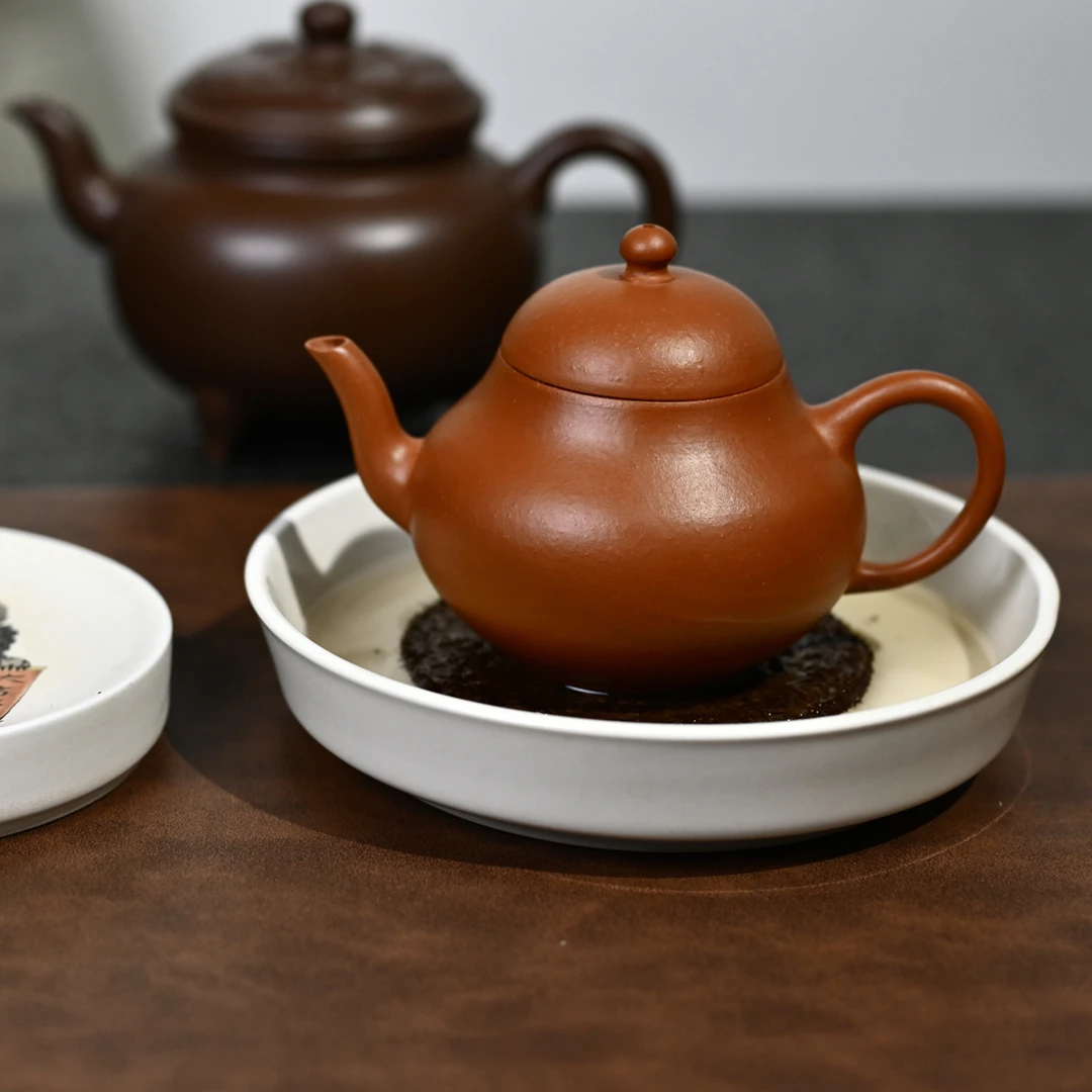 实力派全手工黄龙山朱泥梨形壶150cc（口盖会晃动拍之前咨询客服）