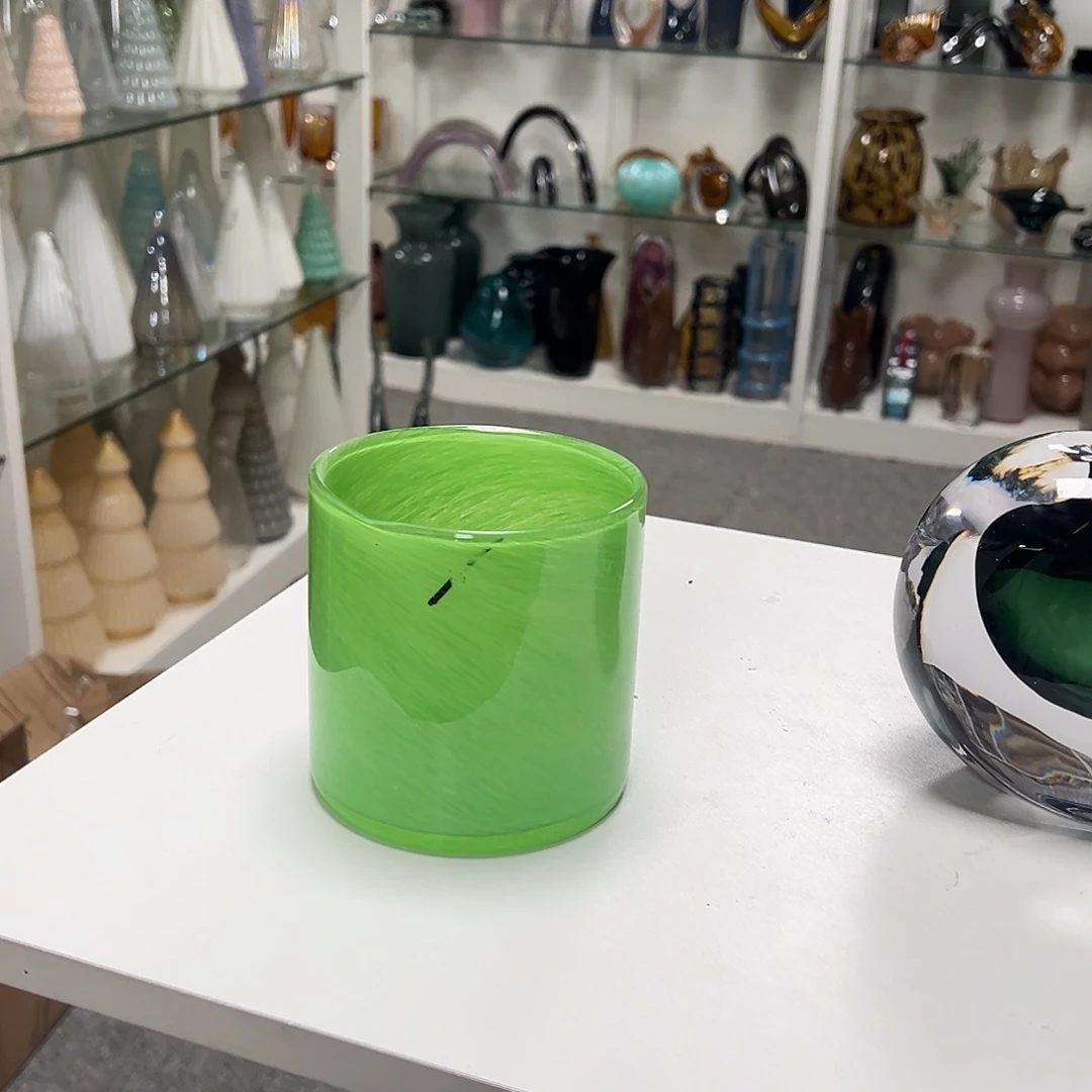 琉璃高10绿色蜡杯琉璃花器