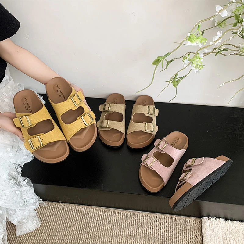 厚底一字带勃肯拖鞋女外穿2025新款夏季增高休闲凉拖度假风沙滩鞋