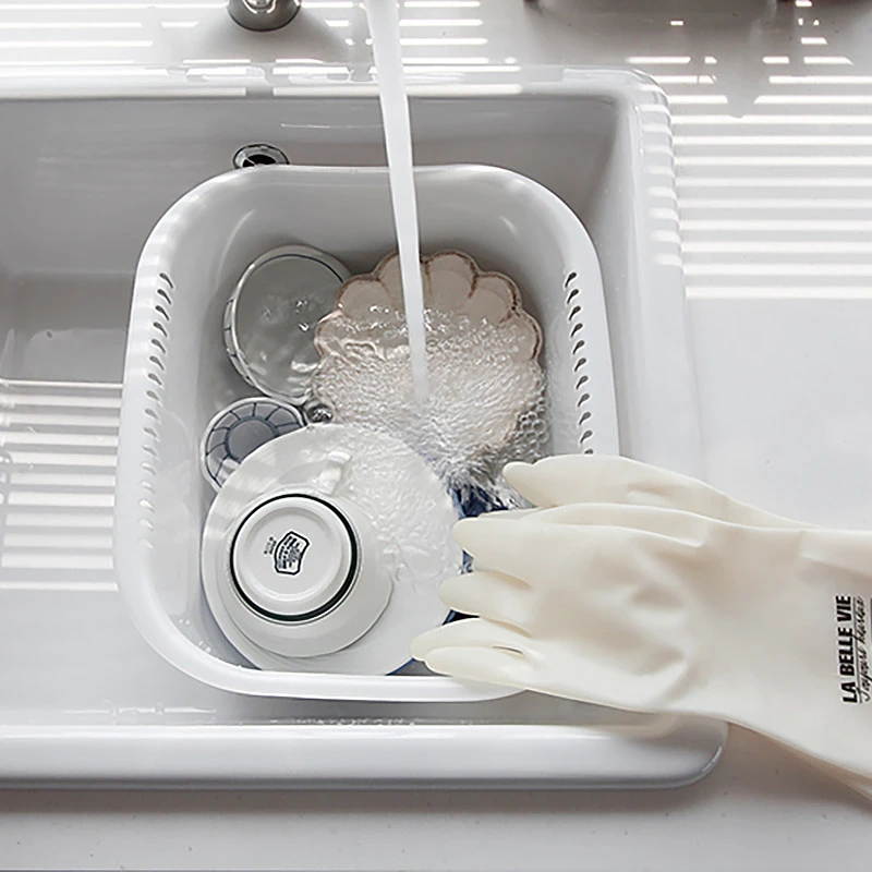 日本进口洗菜洗碗盆餐具清洗盆大容量带深度实用双侧可水果沥水盆