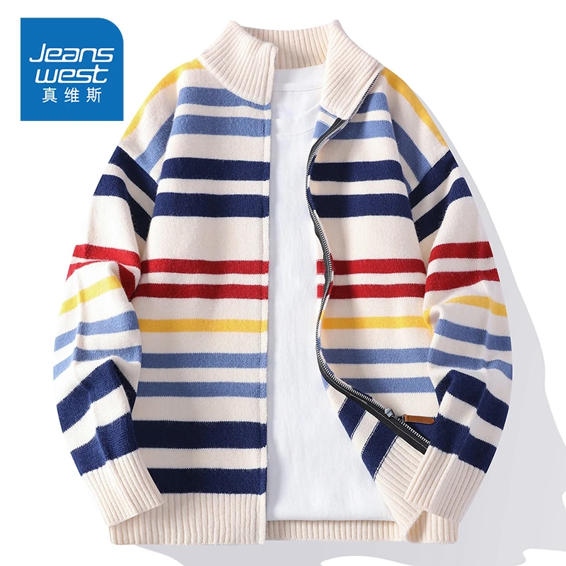 真维斯秋冬季新款半高领拉链高级感定织开衫舒适毛衣针织衫 外套