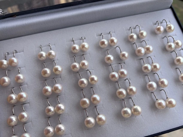 天然淡水珍珠高跟鞋6A+极光馒头珠s925银耳钩