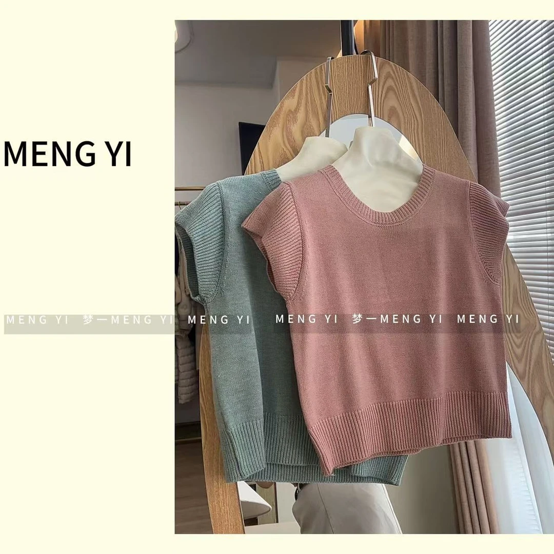 小飞袖韩系简约春夏透气针织上衣my-5009