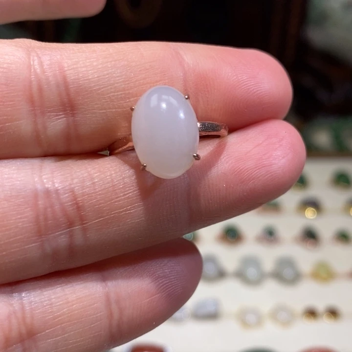 和田玉银S925镶嵌戒指