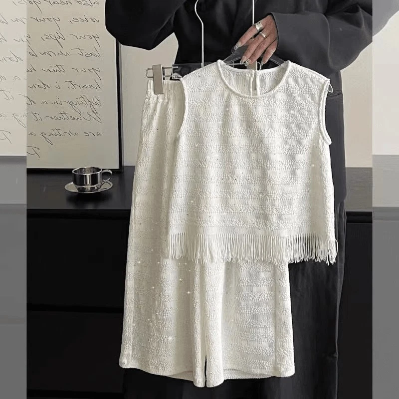 女童名媛风时髦套装2025夏季新款洋气女孩背心中大童阔腿裤两件套