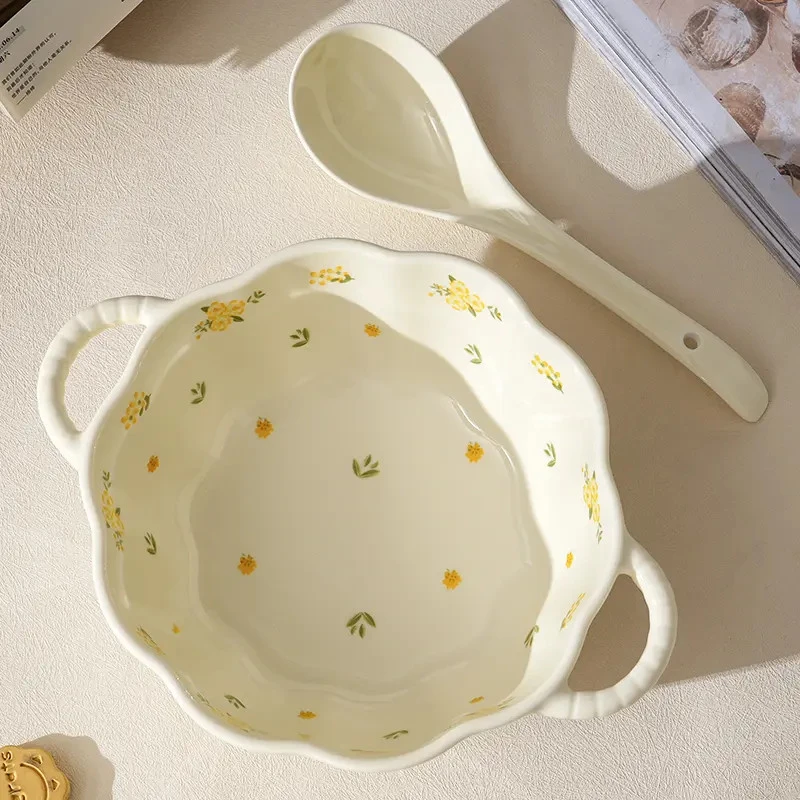 可爱大汤碗陶瓷奶油小晚菊汤碗家用装汤住宿学校宿舍螺蛳粉碗餐碗