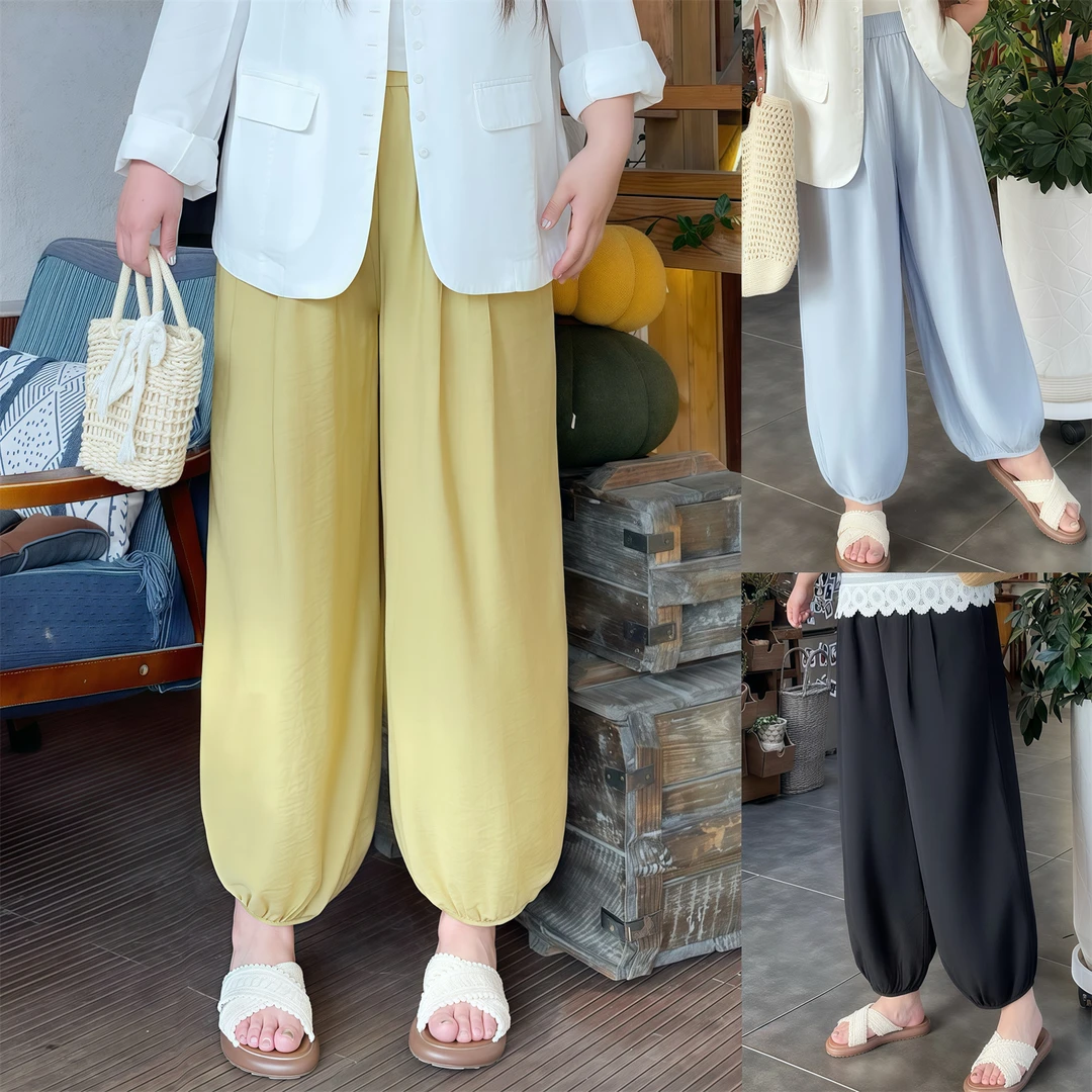芒芒夏日 / 慵懒风冰丝九分灯笼裤14674花契大码200斤胖mm简约