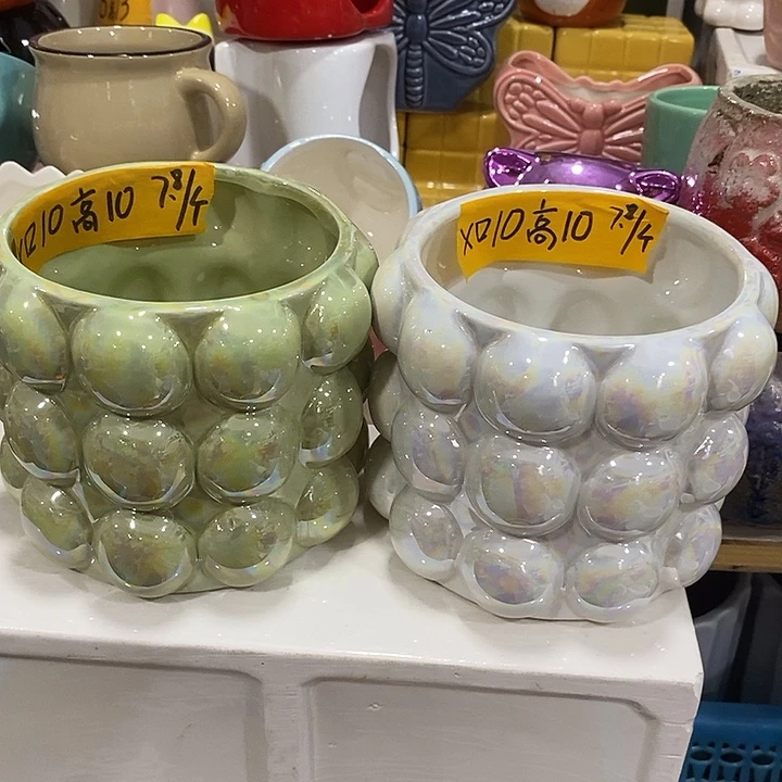 陶盆有孔 瑕疵针孔漏釉介意勿拍外口 10外高10