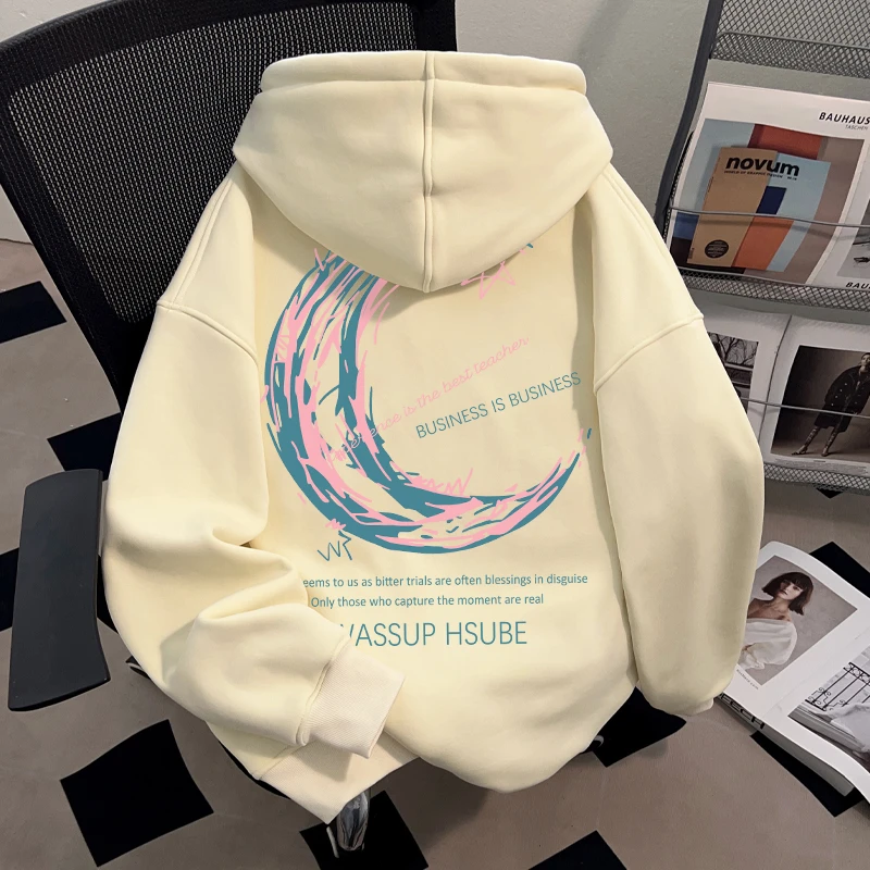 WASSUP HSUBE设计感美式潮流套头连帽卫衣青少年潮酷宽松chic上衣