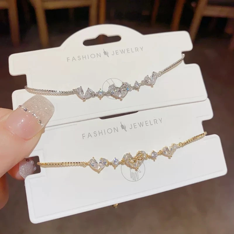 铜合金锆石手链 <赫安专属>镀金轻奢锆石爱心可调节手链时尚手饰