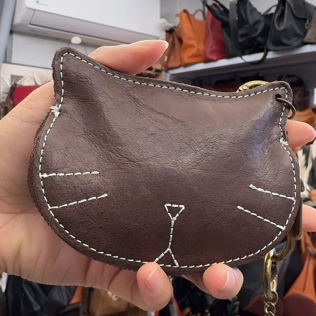 头层牛皮咖啡色零钱包