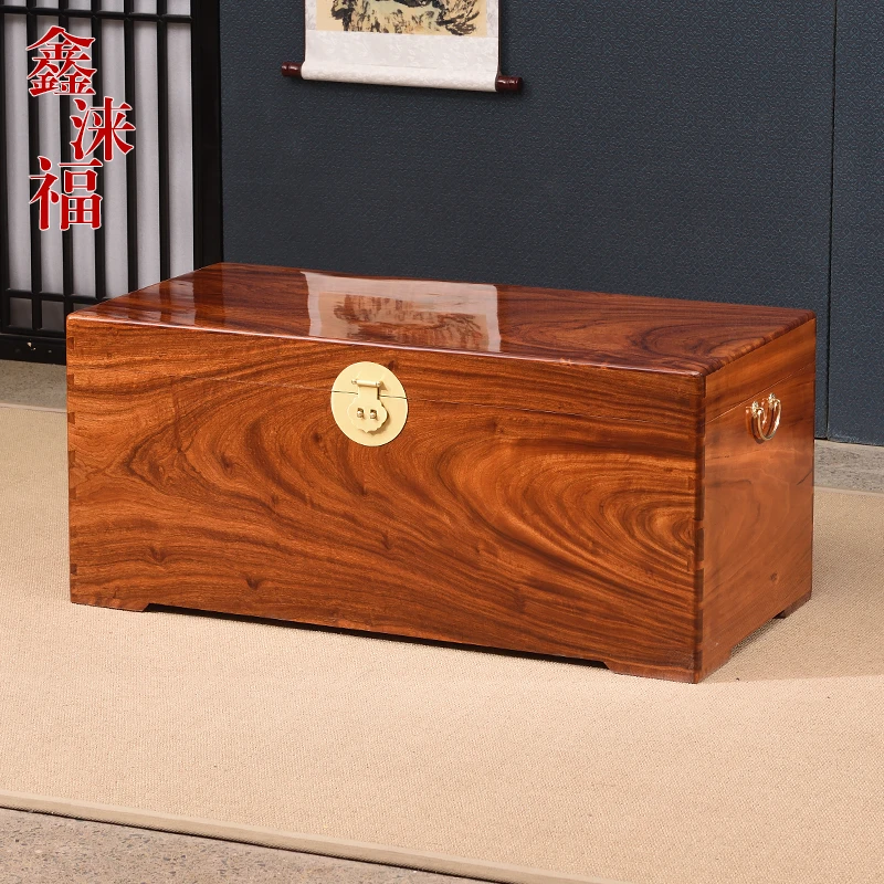 老樟木箱子整板字画箱收纳箱香樟木整板结婚陪嫁箱中式衣箱可定制