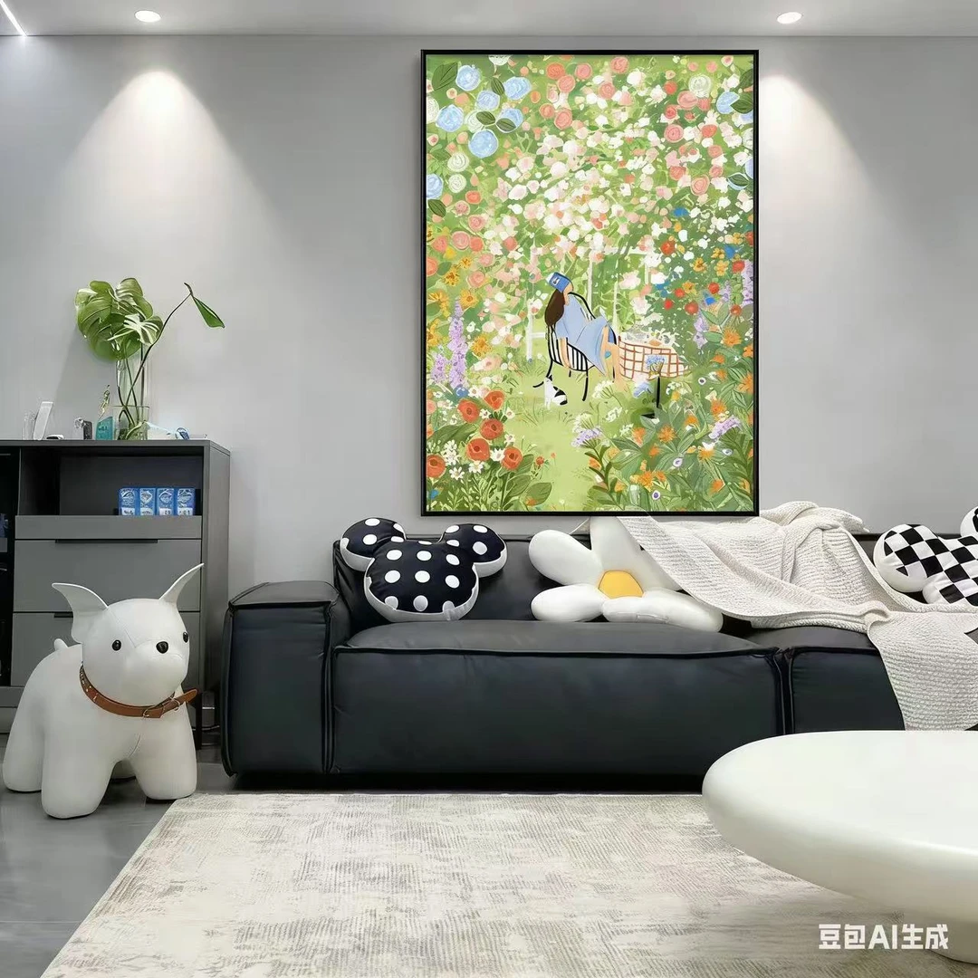 北欧现代奶油风花朵高端大气客厅餐厅玄关装饰画卧室壁画80120