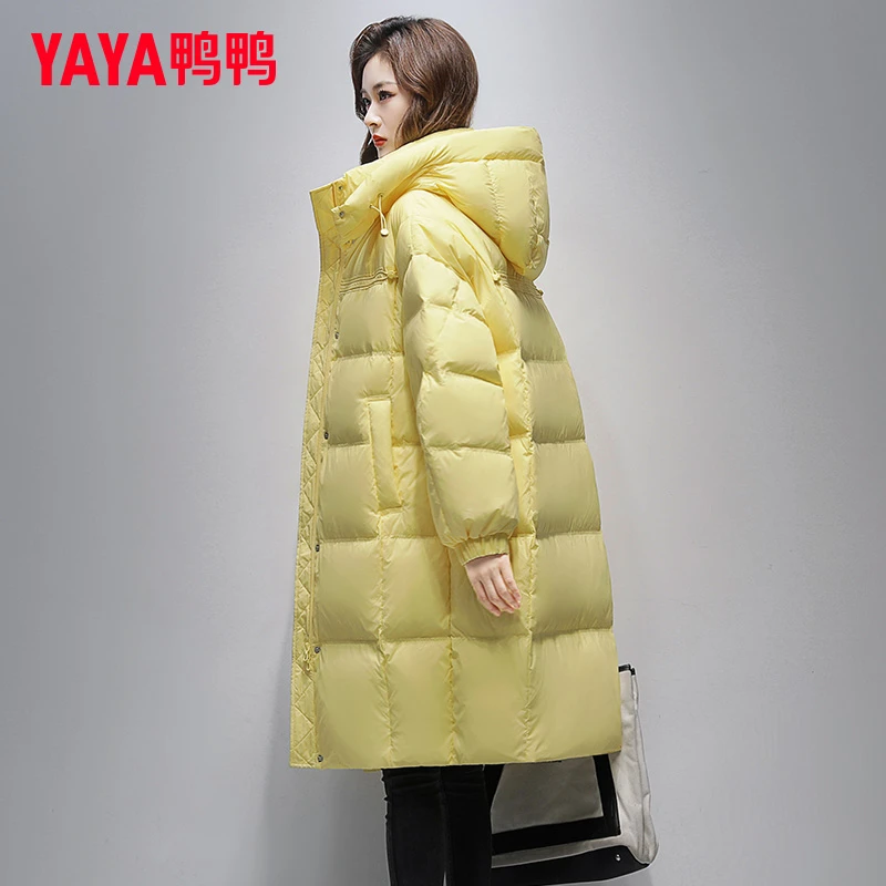 YAYA/鸭鸭羽绒服2025年女长款加厚气质韩版连帽宽松保暖鸭绒外套