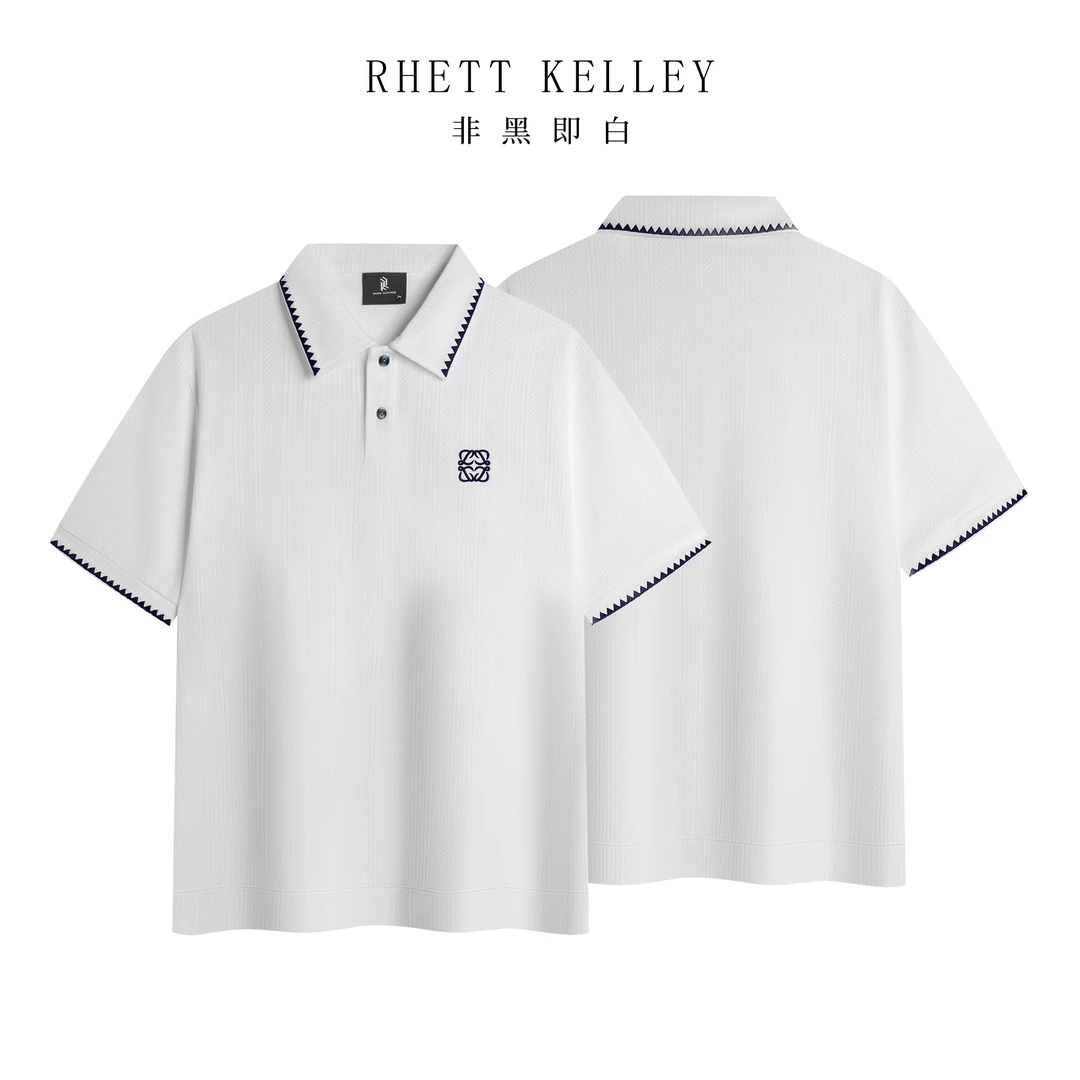 『提花刺绣 极简轻奢』原创设计提花工夏季轻奢百搭短袖POLO衫w22