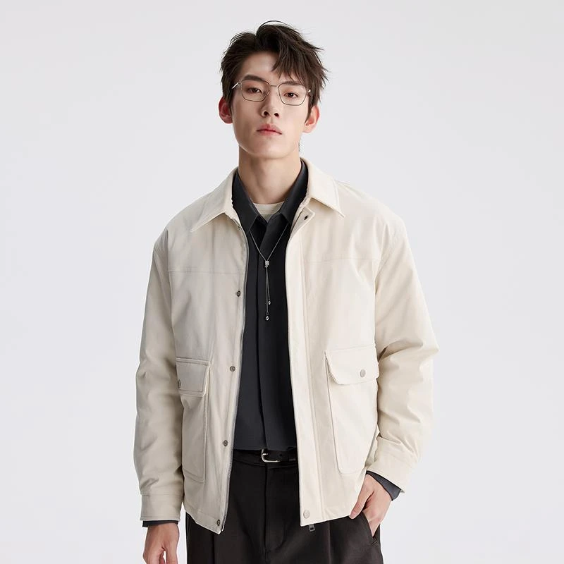 利郎【可机洗羽绒】青年休闲冬款轻薄羽绒短款男款时尚百搭翻领