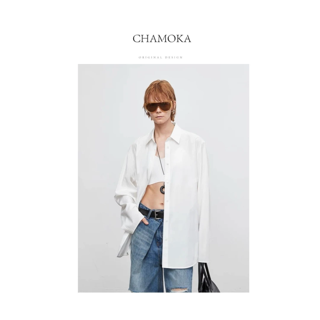 【夏莫卡】法式高级肌理感极简轻奢百搭显瘦系带天丝亚麻衬衫L981