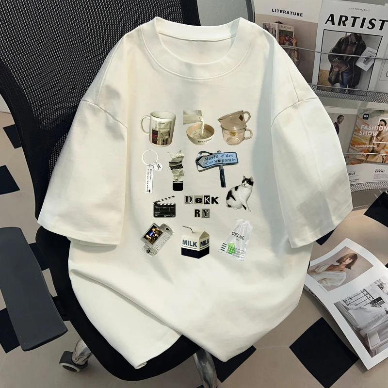 jtrt重磅t恤短袖男女趣味印花夏季纯棉青少年潮牌潮流情侣上衣ins