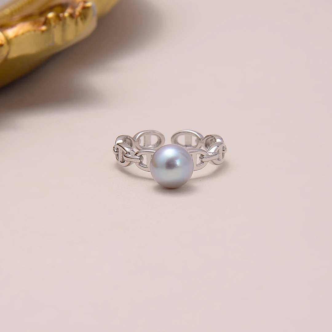 【云上叙】S925银镶嵌珍珠戒指-6.5 mm-V2569-M（甄选）
