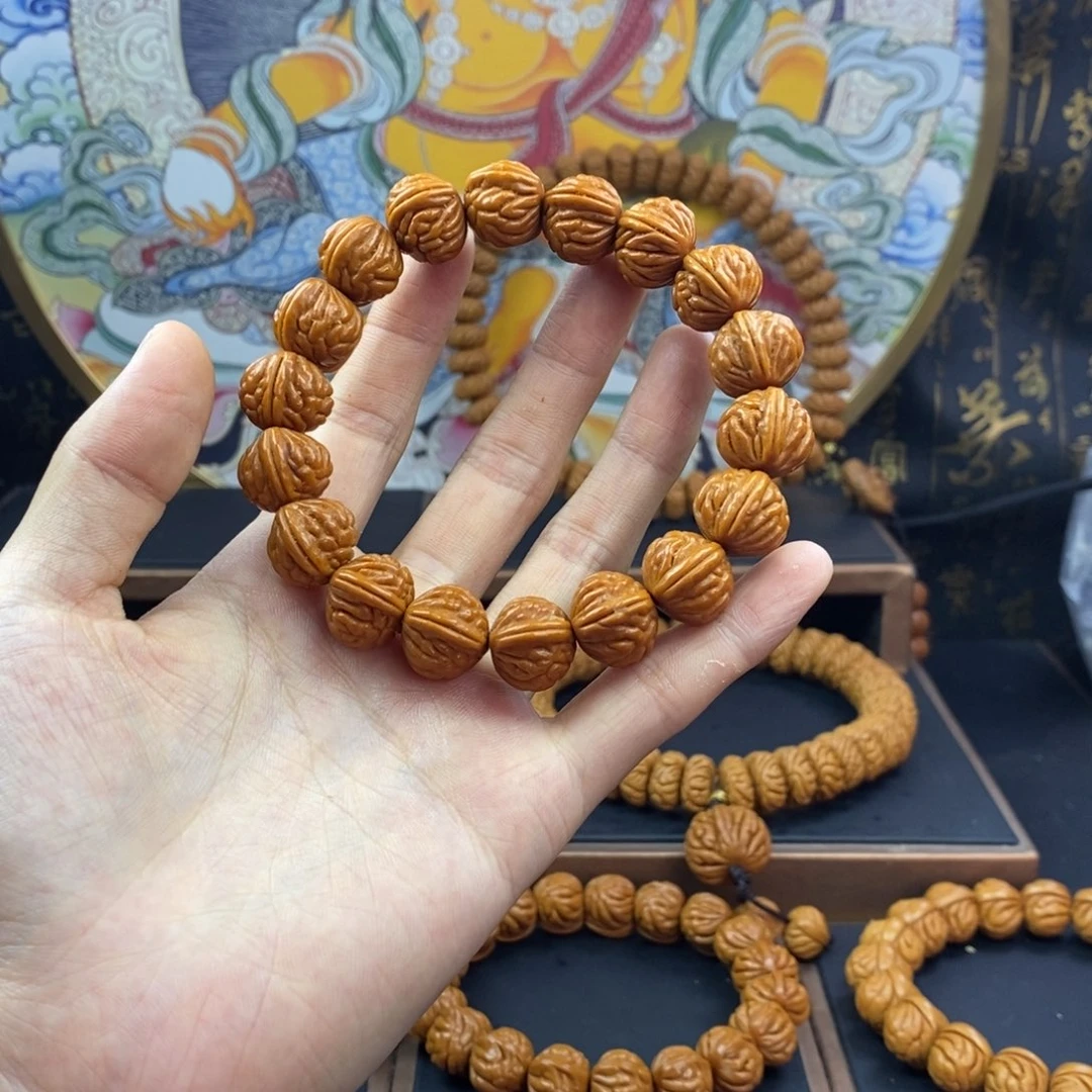 桃核手串龙纹桃核红魔