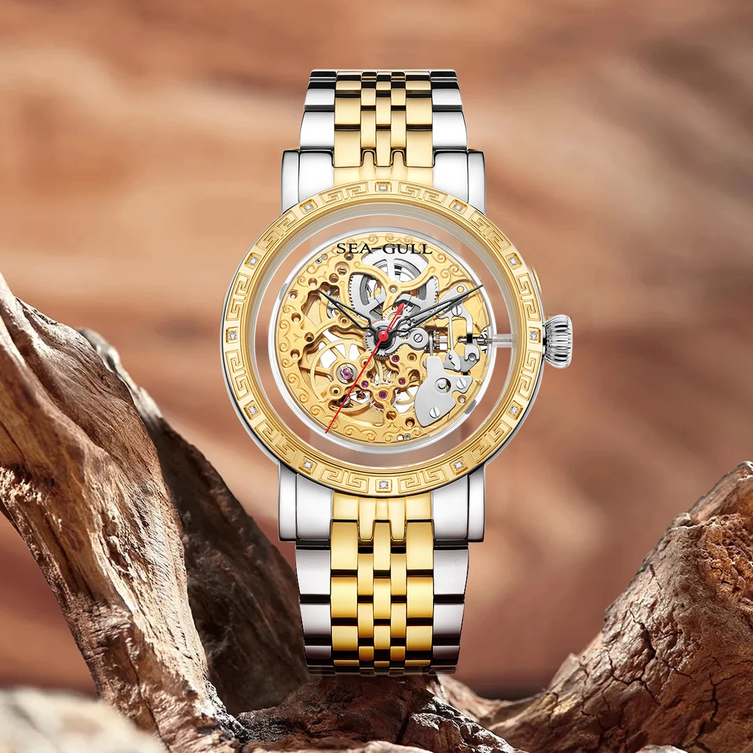 【表厂直发】SEA GULL海鸥雕花镂空大表盘男士纪念自动机械表482