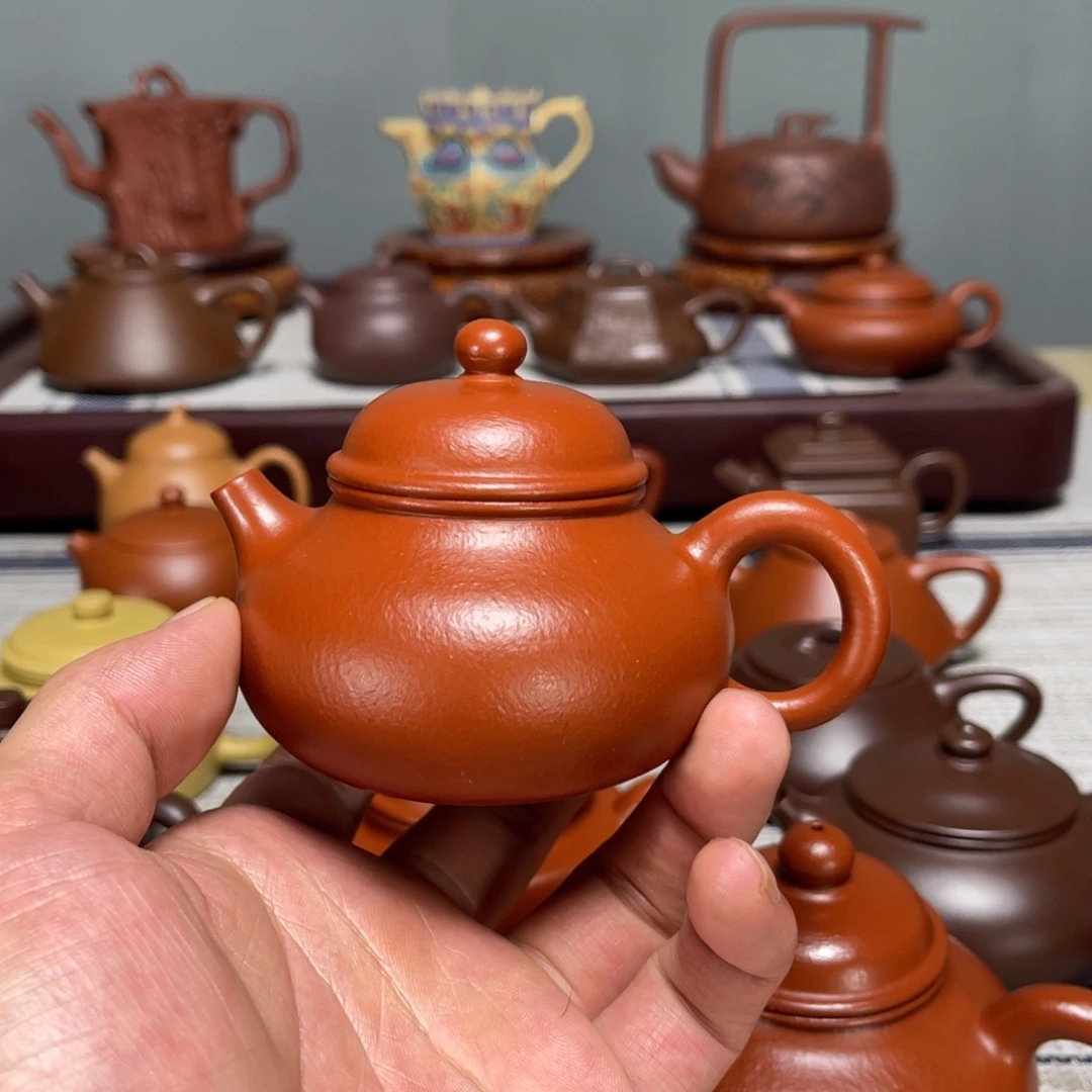 精***造茶壶紫砂容天朱泥