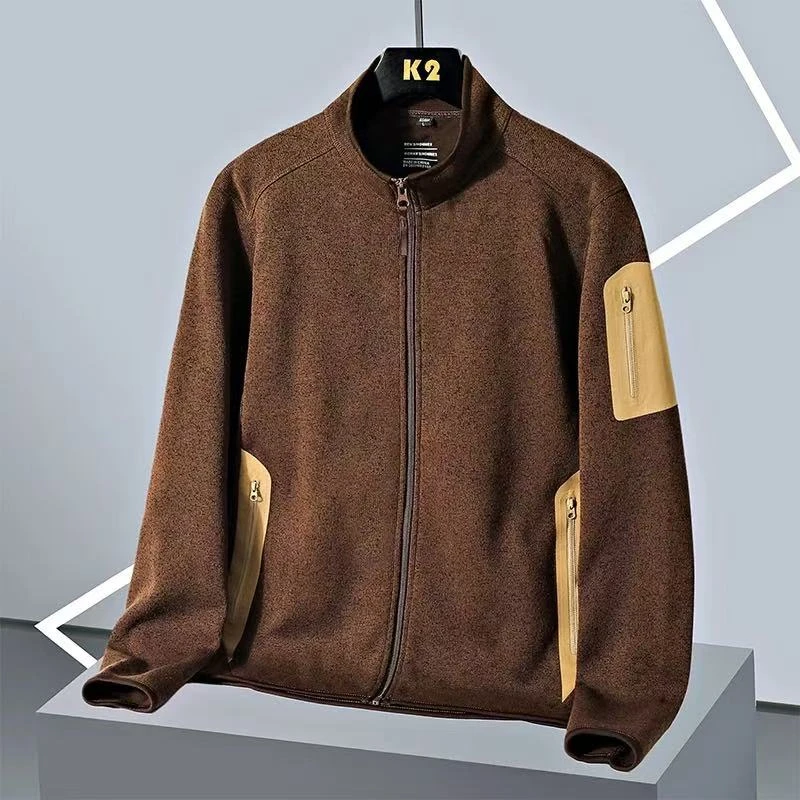 开衫款训练衫！冬季内搭！纯色舒适加绒百搭休闲加厚户外保暖-1801