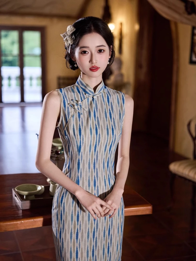 三小姐｜积羽～新中式条纹复古气质优雅文艺书卷气江南年轻款旗袍