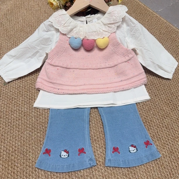 秋季新款女宝kitty牛仔裤