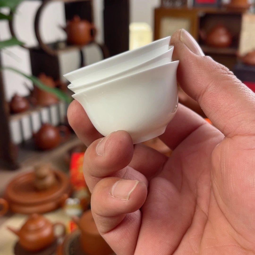 紫砂茶壶骨质瓷   玉兰杯3个装