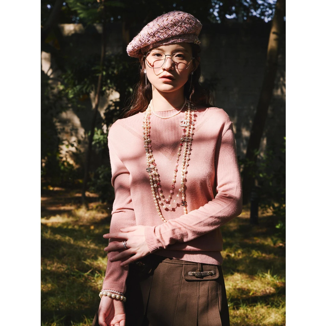 【她翼】春季毛针织衫长袖时尚休闲百搭黑色CW1242234652