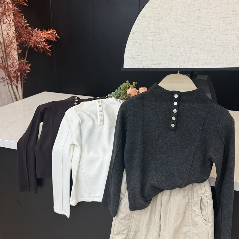 leomama女童中领打底衫2025秋冬儿童长袖半高领T恤中大童亲肤内搭