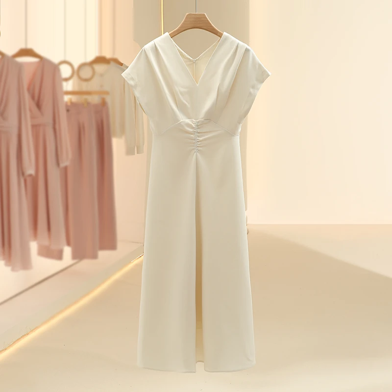 【片】优雅女人味洋气V领无袖连衣裙2025春季新款七号铺品牌女装